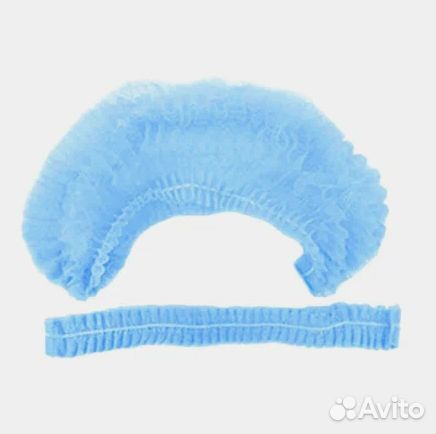 Шапочка одноразовая шарлотта (белый, голубой)