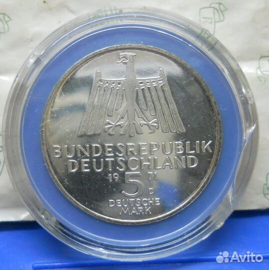 5 марок 1971 г + 5 долларов 2013 г серебро - пруф