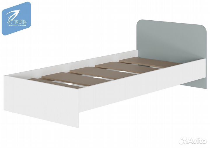 Кубо Кровать Белый (гладкий) /Грин Грей Софт и Сол