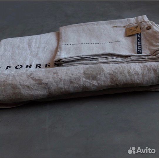 Постельное белье евро лён и листья