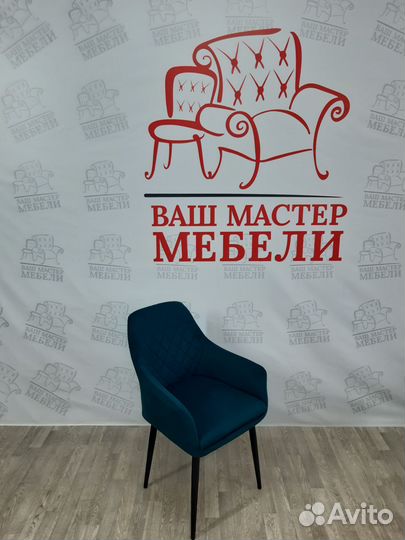 Стул Ар деко в велюре цвета морской волны