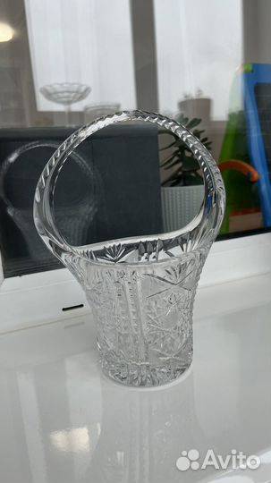 Ваза корзинка хрустальная