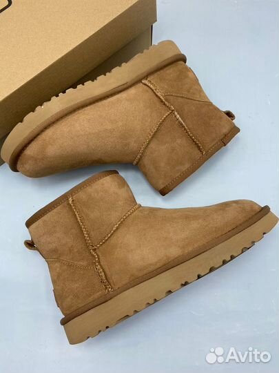 Классические мини UGG рыжие женские с мехом