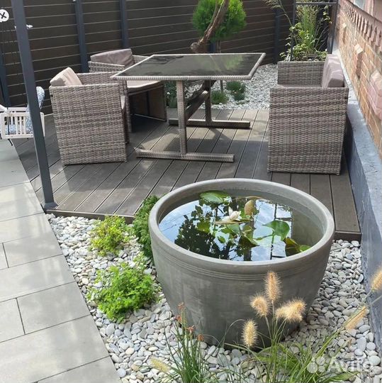 Бетонный вазон для цветов (чаша)