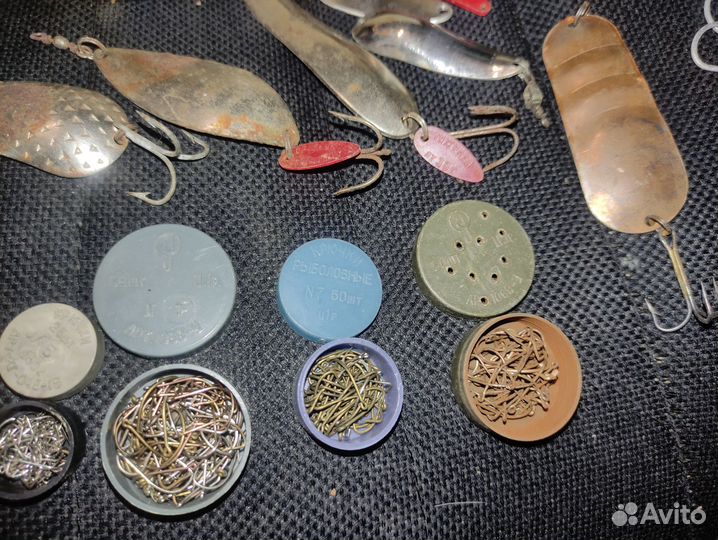 Блесна Крючки Грузила Леска много СССР Рыбалка