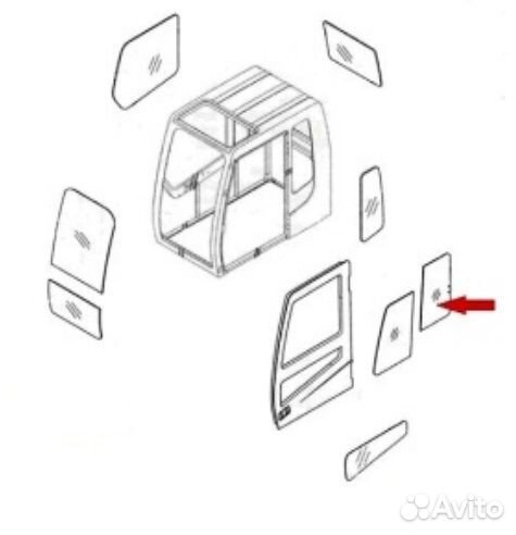 Стекло двери заднее (форточка) экскаватор Hyundai