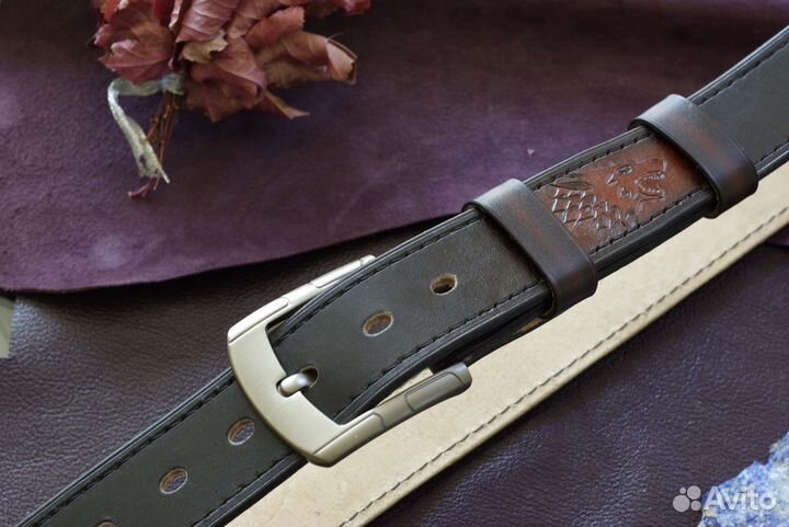 Ремень из кожи буйвола. Ручная работа. На заказ