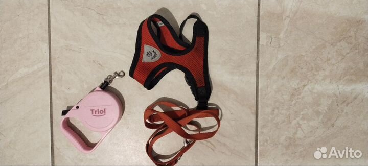 Рулетка, шлейка и поводок для щенкпг