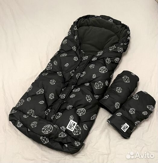 Зимний конверт в коляску leokid и муфты варежки
