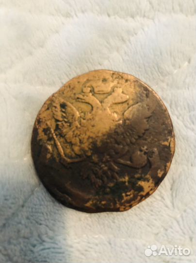 Монета медная 5 Вензель 1758 года