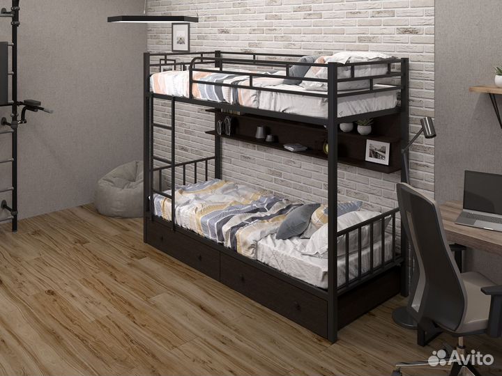 Двухъярусная кровать металлическая