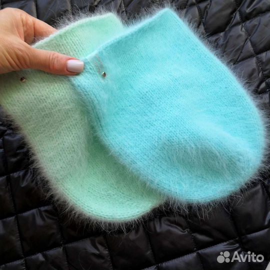 Вязаные шапки из пуха норки