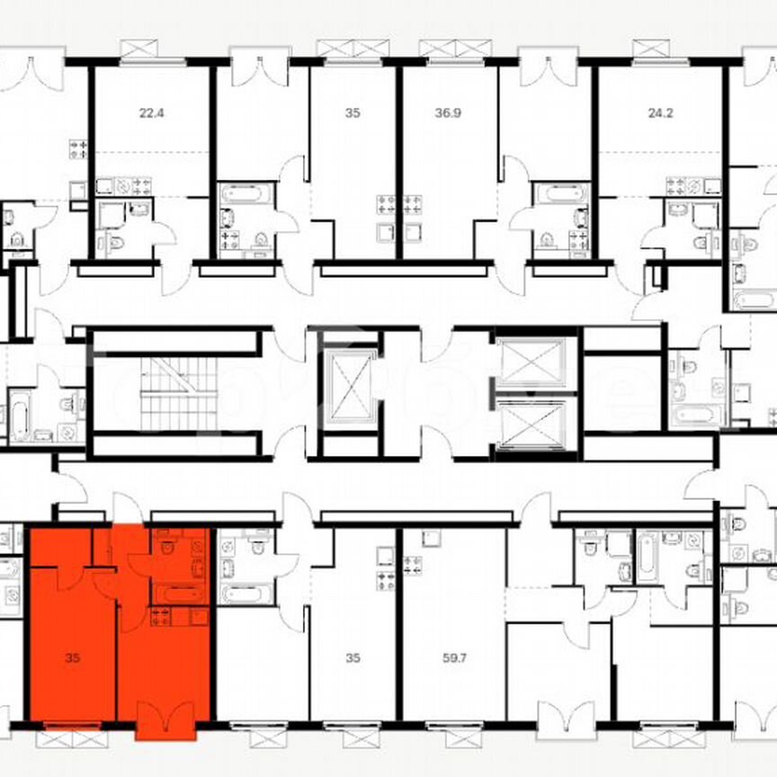 1-к. квартира, 35 м², 15/24 эт.