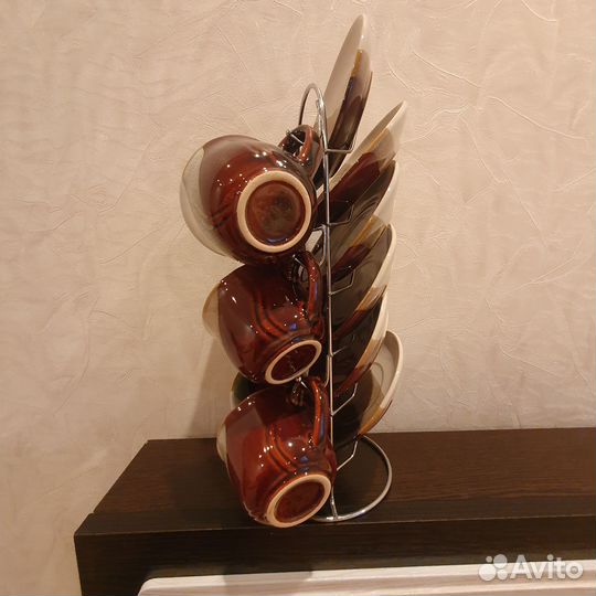 Набор кофейный на металлической подставке