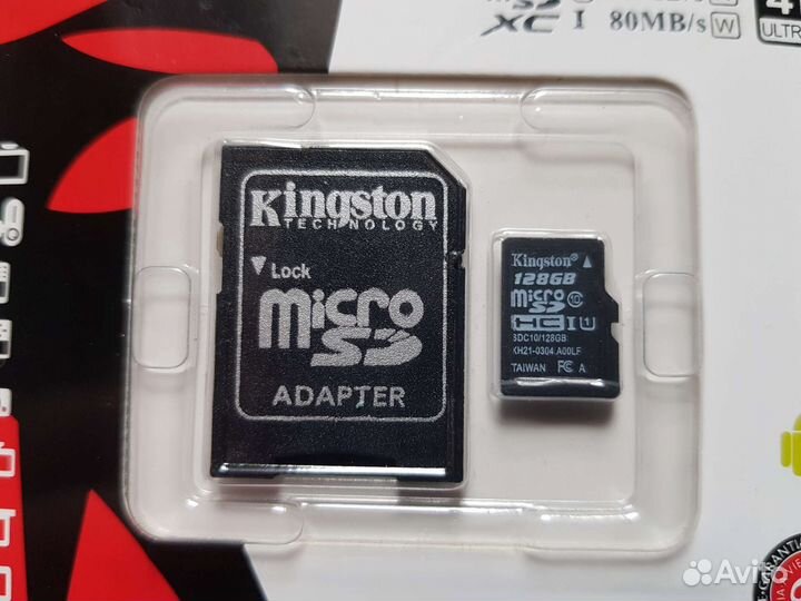 Карта Памяти MicroSD Kingston Convas 128GB+Адаптер