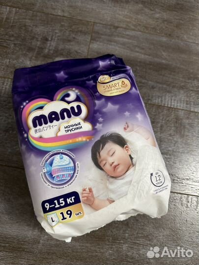 Подгузники ночные manu L размер