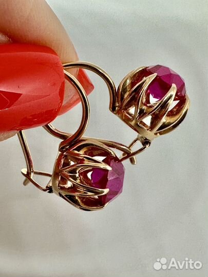 Серьги кувшинки золотые СССР 583 проба