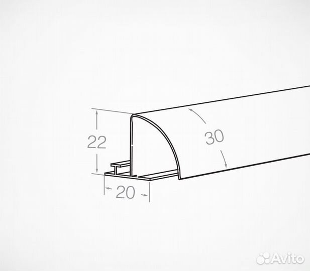 Профиль полоч., 1250мм на скотче h-30мм, Т-профиль