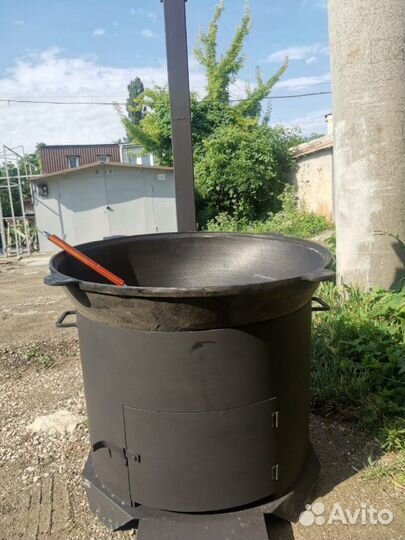 Казан 80 л + печь 3 мм с дымоходом+шумовка