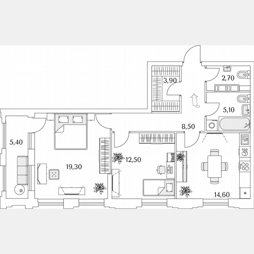 2-к. квартира, 61,9 м², 13/13 эт.