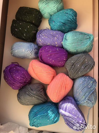 Пряжа для вязания крючком пакетом / остатки
