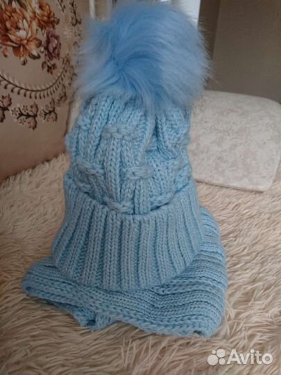 Комплект шапка и снуд зимний