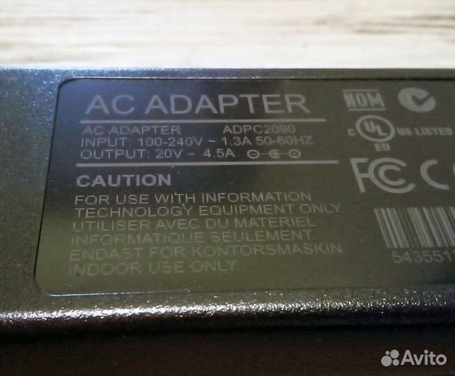 Блок питания монитора AOC C27G2U 20V 3.25A / 4.5A