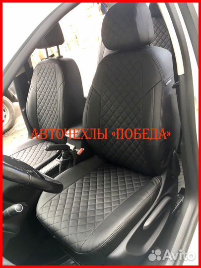 Чехлы Citroen C4 Sd из экокожи чёрные Ромб