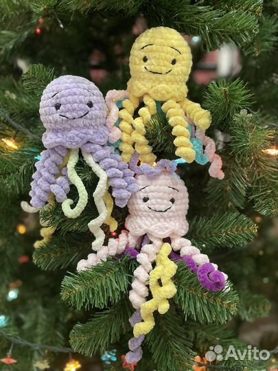 Медуза Тактильная вязаная для малышей