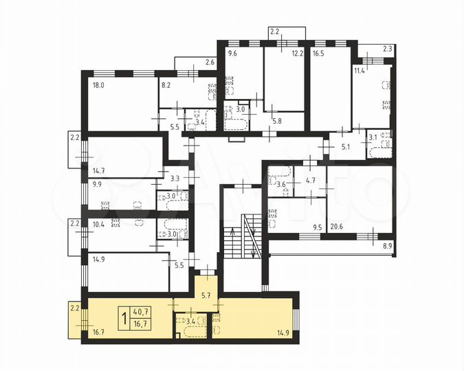 1-к. квартира, 40,7 м², 3/4 эт.