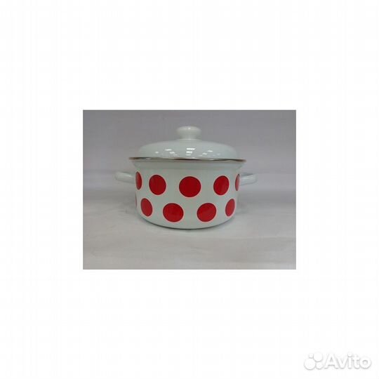 Кастрюля эмалированная Горох красный 3л