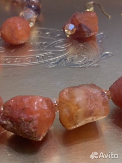 Колье из природного необработанного сердолика