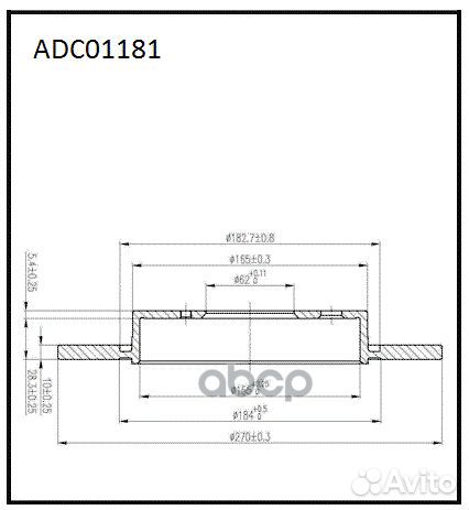 Диск тормозной задний ADC01181 allied nippon