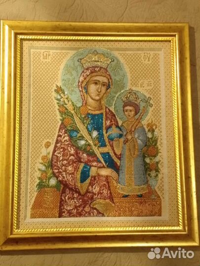 Икона - гобелен Матерь Божья 27 на 33 см