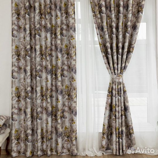 Шторы рогожка Жардин бронзовый новые пошив
