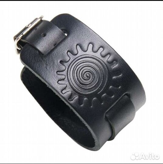 Кожаный браслет мужской широкий