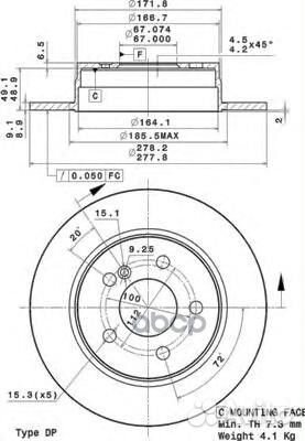Диск тормозной зад mercedes C-class C204/W204/S