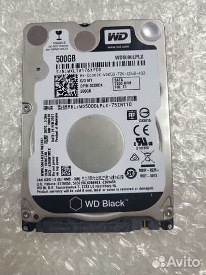 HDD WD black 7200RPM 500Gb 48ч пробег