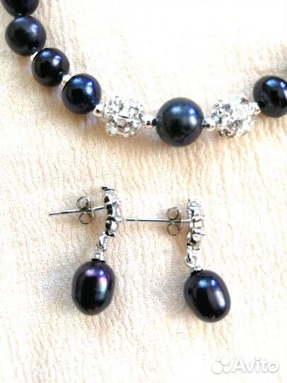 Браслет из натурального чёрного жемчуга