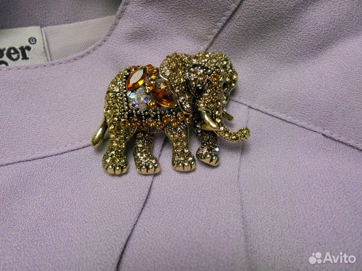 Брошь Слоник 5 х 3 см бижут сплав с декор элемента