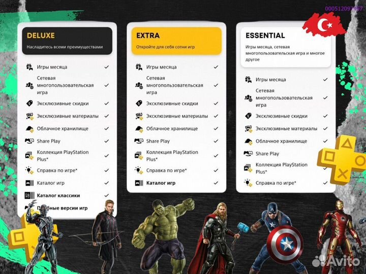 Подписка ps plus Delux+ EA play Турция (Арт.44755)