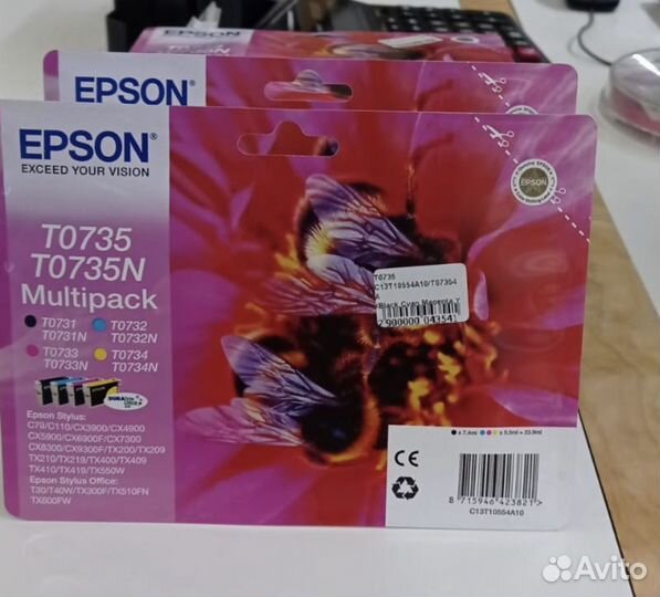 Набор Epson t1055 t0735 (4шт ) оригинал