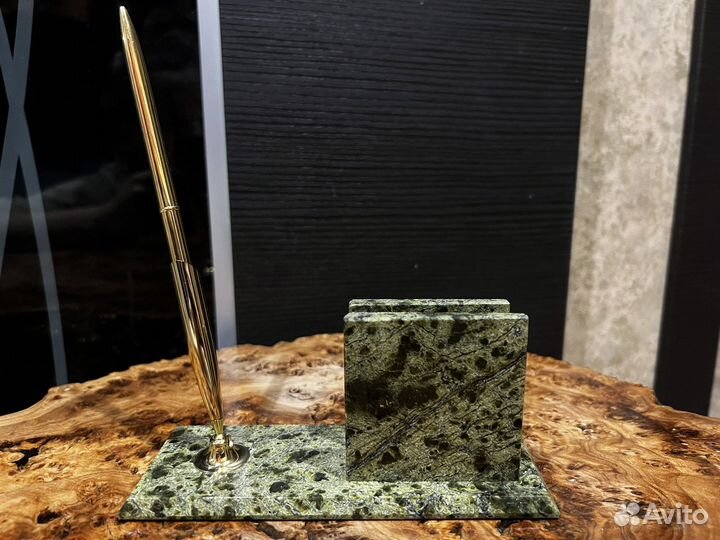 Подставка для ручки, визитница малахит