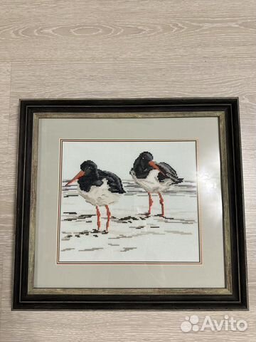 Картина вышитая крестом ручная работа Птицы