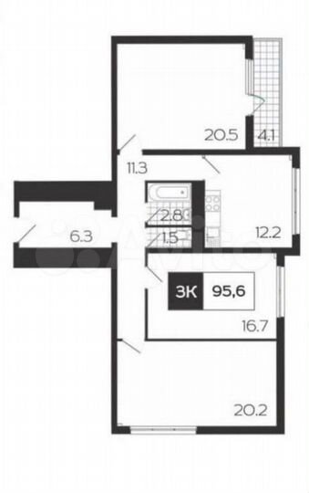 3-к. квартира, 96 м², 15/15 эт.