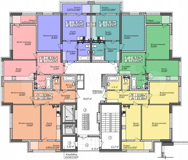 2-к. квартира, 65,1 м², 6/12 эт.