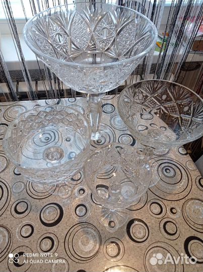 Ваза для фруктов на ножке хрусталь