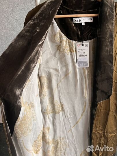 Кимоно с бархатным воротником zara новое