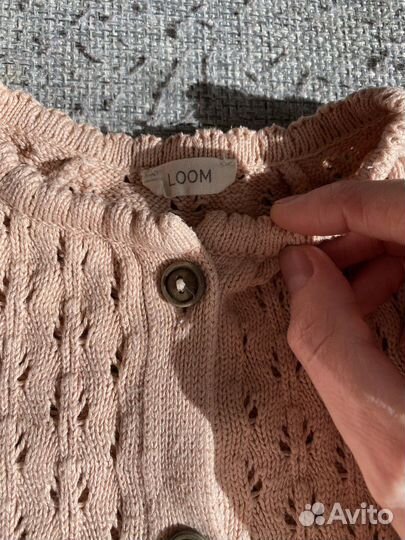 Loomknits вязаный костюм на девочку бежевый 68 см