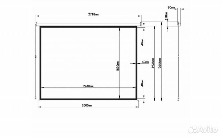 Экран проекционный настенный (180 на 240 см )